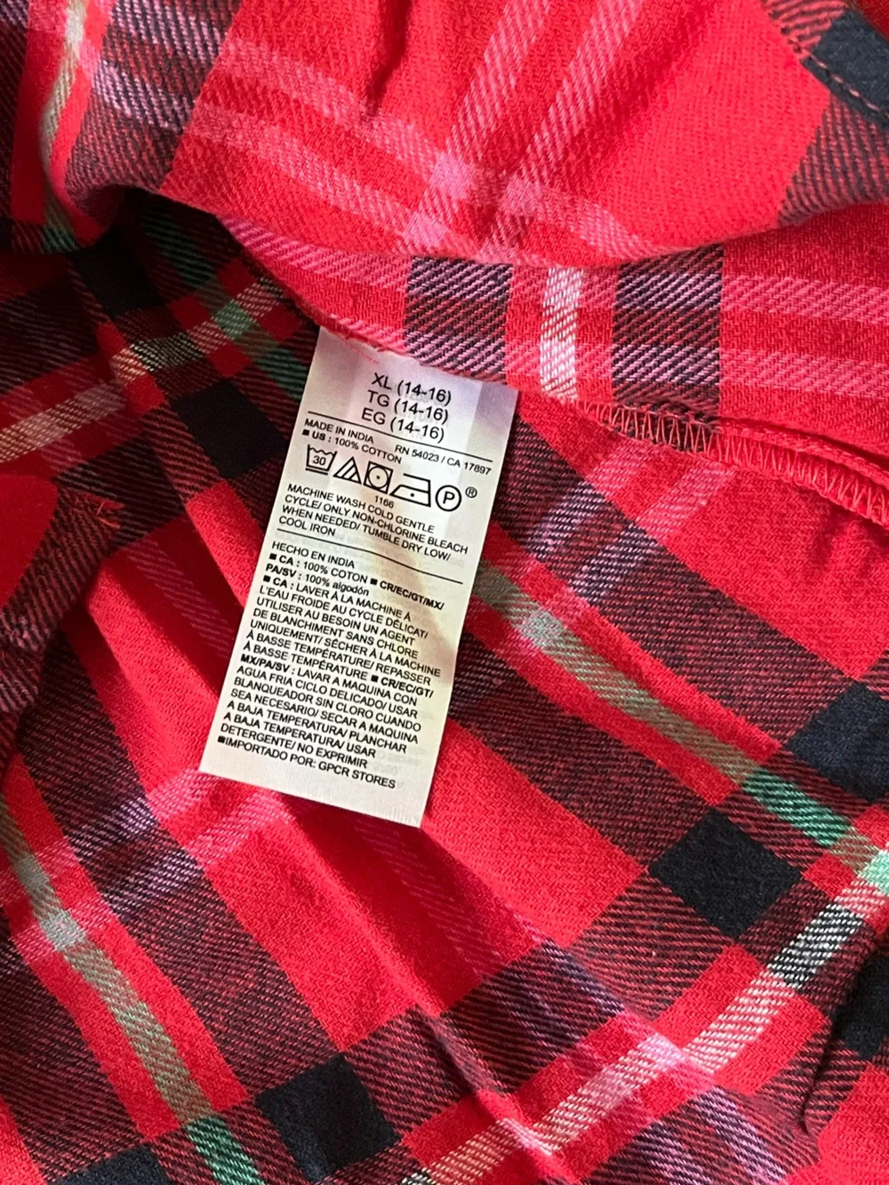 Old Navy Red, Black & Green Plaid Flannel Shirt